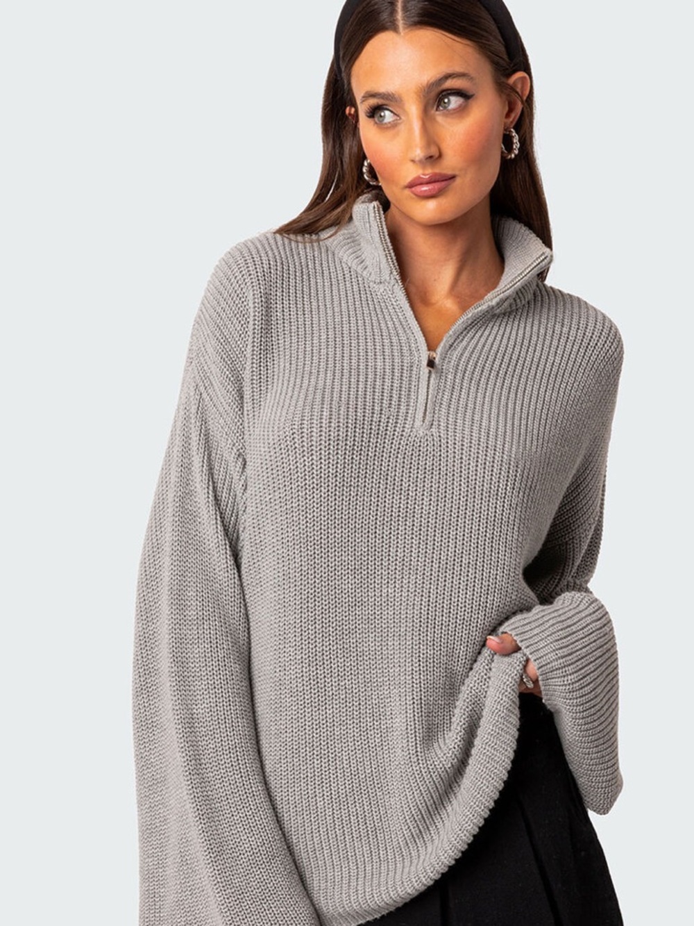 Edikted Amour High Neck Oversized Zip Sweater NWT